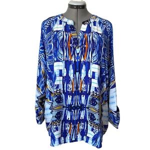 Tribal Blue and White Tunic Top